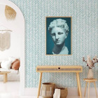 Papier peint pastel à chevrons bleu clair - HERRINGBONE BLUE