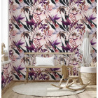 Papier peint rose exotique tropical Hawaïen - TROPICALEROSA++