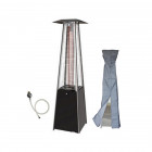 Parasol chauffant gaz flamme 13kw tube verre pyramidal chauffage exterieur pour terrasse + kit gaz complet + housse