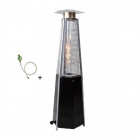 Parasol chauffant gaz flamme pyramide octogonal 12.5 kw chaleur instantanée connectique gaz et détendeur