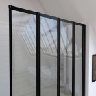 Pare baignoire 4 volets pivotants - profilés noir mat - verre transparent 4mm - TETRA BLACK Aurlane - FAC599