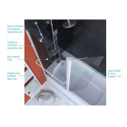 Pare baignoire avec volet pivotant 130x105cm profile aluminium laque blanc et verre transparent - HERITAGE Aurlane - FAC278
