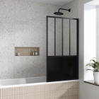 Pare Baignoire Pivotant 130x75cm Type Industriel - Profilé Noir Mat - Verre Trempé - GLASSY SCREEN Aurlane - FAC601