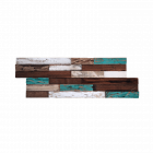 Parement mural en bois de bateau recyclé brun et turquoise - 11 pcs