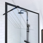 Paroi de douche 100x200 cm - Cadre et bras aluminium Noir mat - DARK CONTOURING Aurlane - FAC499