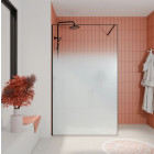 Paroi de douche 120x200cm - Verre dégradé blanc effet brume - Encadrement noir mat – NEPHELIE Aurlane - FAC1116