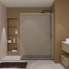 Paroi de douche 140 x 200 - Style Japandi courbes douces - Cadre effet Bois - Verre 6mm - HINATA Aurlane - FAC1113