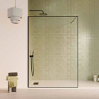 Paroi de douche 140x200cm - Verre anticalcaire - Encadrement Ultra-Fin - Finition Noir Mat - LEA Aurlane - FAC1121