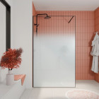 Paroi de douche 140x200cm - Verre dégradé blanc effet brume - Encadrement noir mat - NEPHELIE Aurlane - FAC1117
