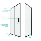 Paroi de douche 1 porte coulissante + retour 120x80x200 cm - Verre 6 mm - Profilé noir - CRUSH Aurlane - FAC620