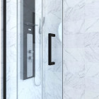 Paroi de douche 1 porte coulissante + Retour 140x80x200 cm - Verre 6 mm - Profilé Noir - CRUSH Aurlane - FAC622