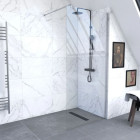 Paroi de douche 80x200cm verre transparent - Barre de fixation extensible et profil chrome - FREEDOM 2 CHROMED Aurlane - FAC437