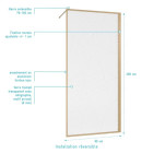 Paroi de douche 90 x 200 - Style Japandi courbes douces - Cadre effet Bois - Verre 6mm - HINATA Aurlane - FAC1112