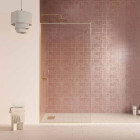 Paroi de douche 90x200cm - Verre anticalcaire - Encadrement Ultra-Fin - Finition Or Brossé - LEA Aurlane - FAC1122