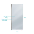 Paroi de douche 90x200cm - Verre trempé fumé 8mm - Profilé chrome - FREEDOM 2 SMOKED Aurlane - FAC237