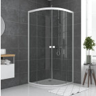 Paroi porte de douche 1/4 cercle blanc 90x90cm de largeur - Verre transparent - WHITY ROUND Aurlane - FAC491