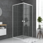 Paroi porte de douche carrée blanc extensible 77 à 90cm de largeur - Verre transparent - WHITY Aurlane - FAC488