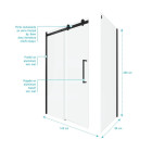 Paroi porte de douche coulissante 140x200 cm noir mat - rail soft close + RETOUR 80 cm Aurlane - FAC628