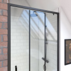 Paroi porte de douche pivotante type industriel - 80x200cm - Profilé Noir mat - Verre 6mm Aurlane - FAC595