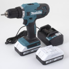 Perceuse-visseuse à percussion makita 18v + 2 batteries lithium 1.5 ah + chargeur + mallette df488d002