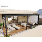 Pergola Bioclimatique 3,6x5,3m - ECLIPSE 19m² - Gris - Autoportee - Aluminium - Lames en Acier Galvanisé - Lames Orientables de 0 à 120°