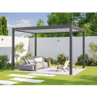 Pergola Bioclimatique 3x4m - ECLIPSE 12m² - Gris - Autoportee - Aluminium - Lames en Acier Galvanisé - Lames Orientables de 0 à 120°