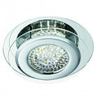Plafonnier 28 cm led vesta, en chrome, cristal et verre miroir