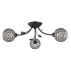 Plafonnier 3 ampoules bellis ii, en chrome noir et verre