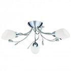 Plafonnier 3 ampoules gardenia, en chrome, verre blanc et cristal
