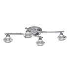 Plafonnier 4 ampoules sculptured ice 64 cm, en chrome et verre