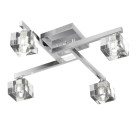 Plafonnier 4 ampoules sculptured ice, en chrome et verre