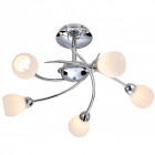 Plafonnier 5 ampoules rena, chrome et verre opale