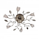 Plafonnier 6 ampoules cindy, laiton antique et verre