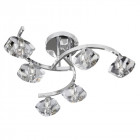 Plafonnier 6 ampoules sculptured ice 56 cm, en chrome et verre