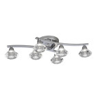 Plafonnier 6 ampoules sculptured ice, en chrome et verre