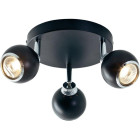 Plafonnier a 3 lumieres de coloris noir et chrome - 3 ampoules requises : culot gu10 - puissance 28w