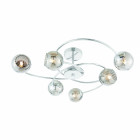 Plafonnier aerith, chrome et verre, 6 ampoules