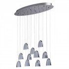 Plafonnier argenté techno 11 ampoules 100 cm