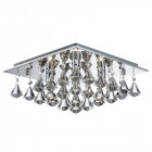 Plafonnier carré 4 ampoules hanna, en chrome et pyramide cristal