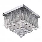 Plafonnier carré 5 ampoules beatrix, en chrome et cristal