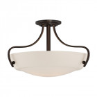 Plafonnier chantilly, bronze palladien et verre opale