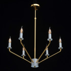 Plafonnier doré loft 6 ampoules 104 cm
