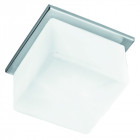 Plafonnier encastrable surface 10 cm, en argent satiné et verre opale