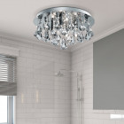 Plafonnier hanna, en chrome et cristal, 4 ampoules