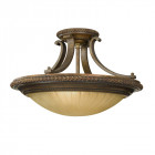Plafonnier kelham, bronze doré et verre scavo, 45 cm