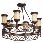 Plafonnier marron country 6 ampoules 50 cm