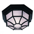 Plafonnier octogonal outdoor & porch,  en fonte d'aluminium noire et verre acide