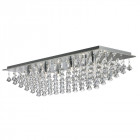 Plafonnier rectangulaire 8 ampoules hanna, en chrome et pyramide cristal
