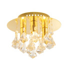Plafonnier renner, or et cristal, 3 ampoules