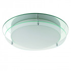 Plafonnier salle de bain 38cm, chrome, verre clair et opale